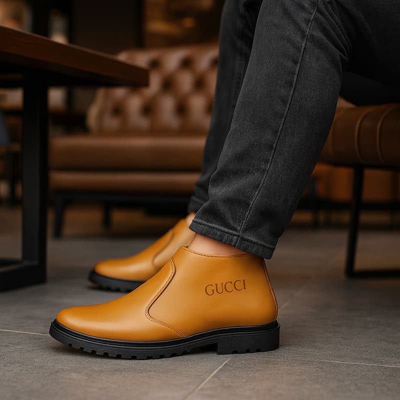 نیم بوت مردانه گوچی کرم مدل SAMI