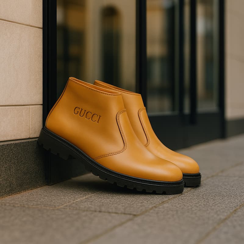 نیم بوت مردانه گوچی کرم مدل SAMI